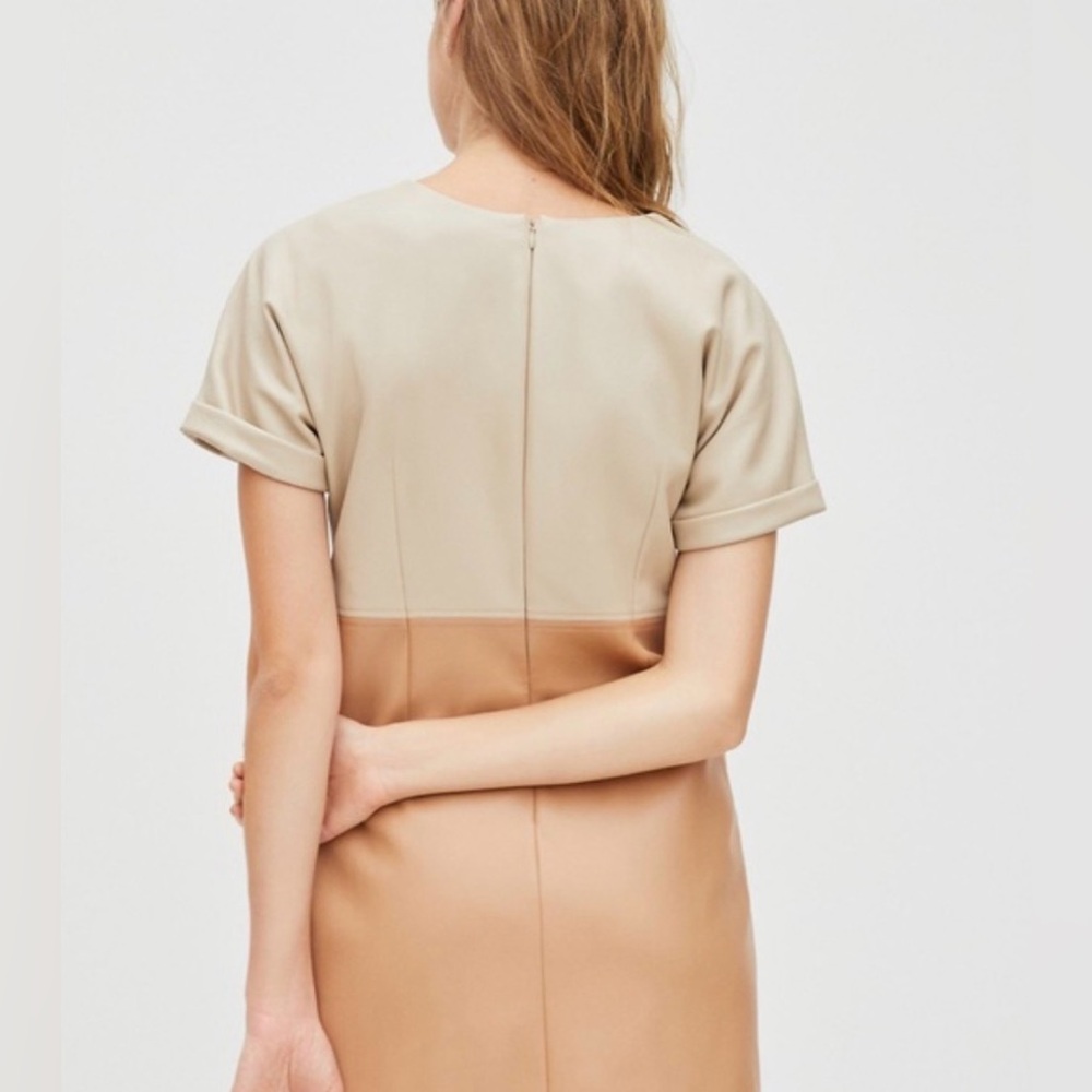Avec Les Filles Andrea Faux Leather Tan & Taupe Dress L - Picture 5 of 9